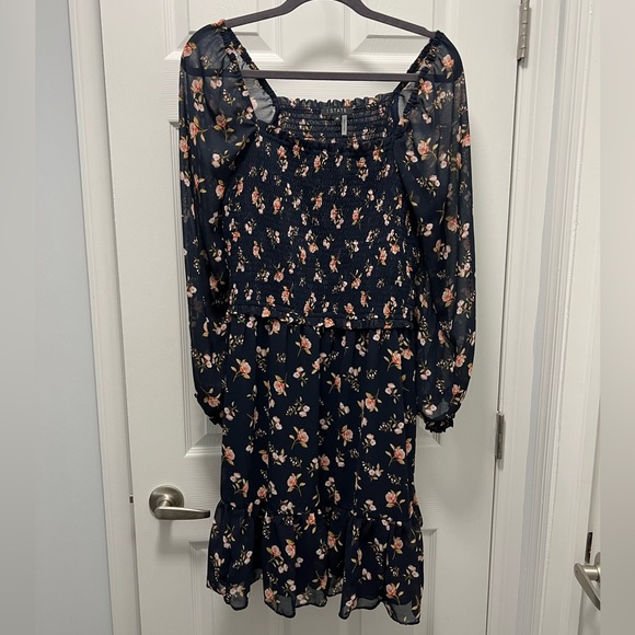 2x 1.State Smocked Square Neck Long Sleeve Dress NWOT - Picture 2 of 4